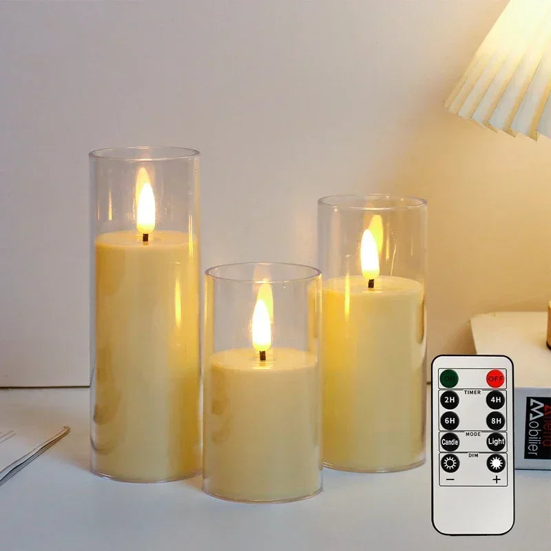 LED Flameless Pillar Candles – Set of 3 - Ivory – With Remote & Timer