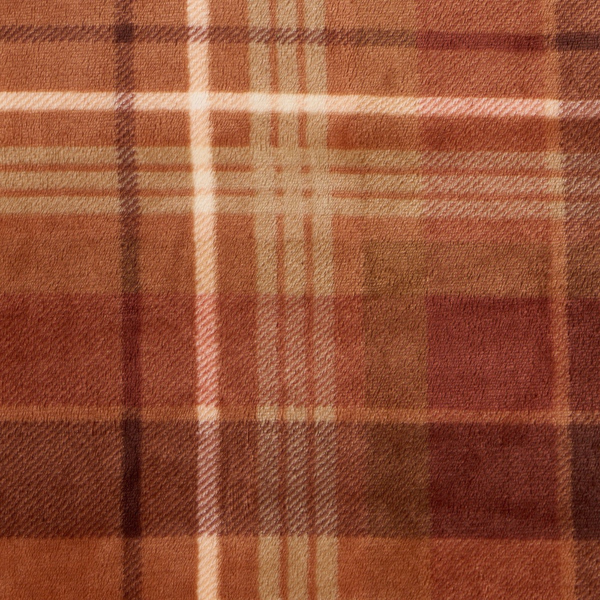 Felix Flannel Check Fleece Throw – Rust