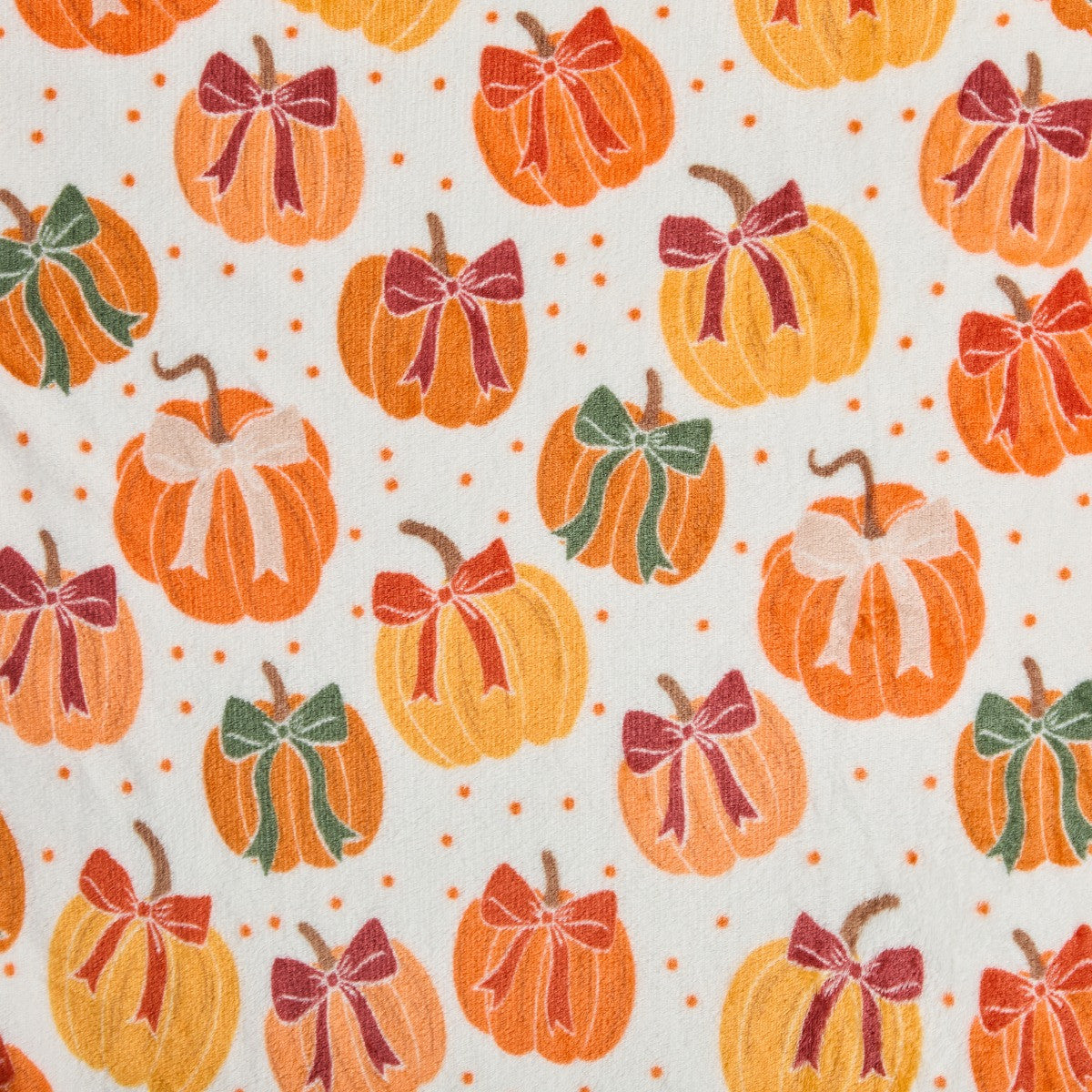 Ultra Soft Pumpkin Bow Print Throw – Cream