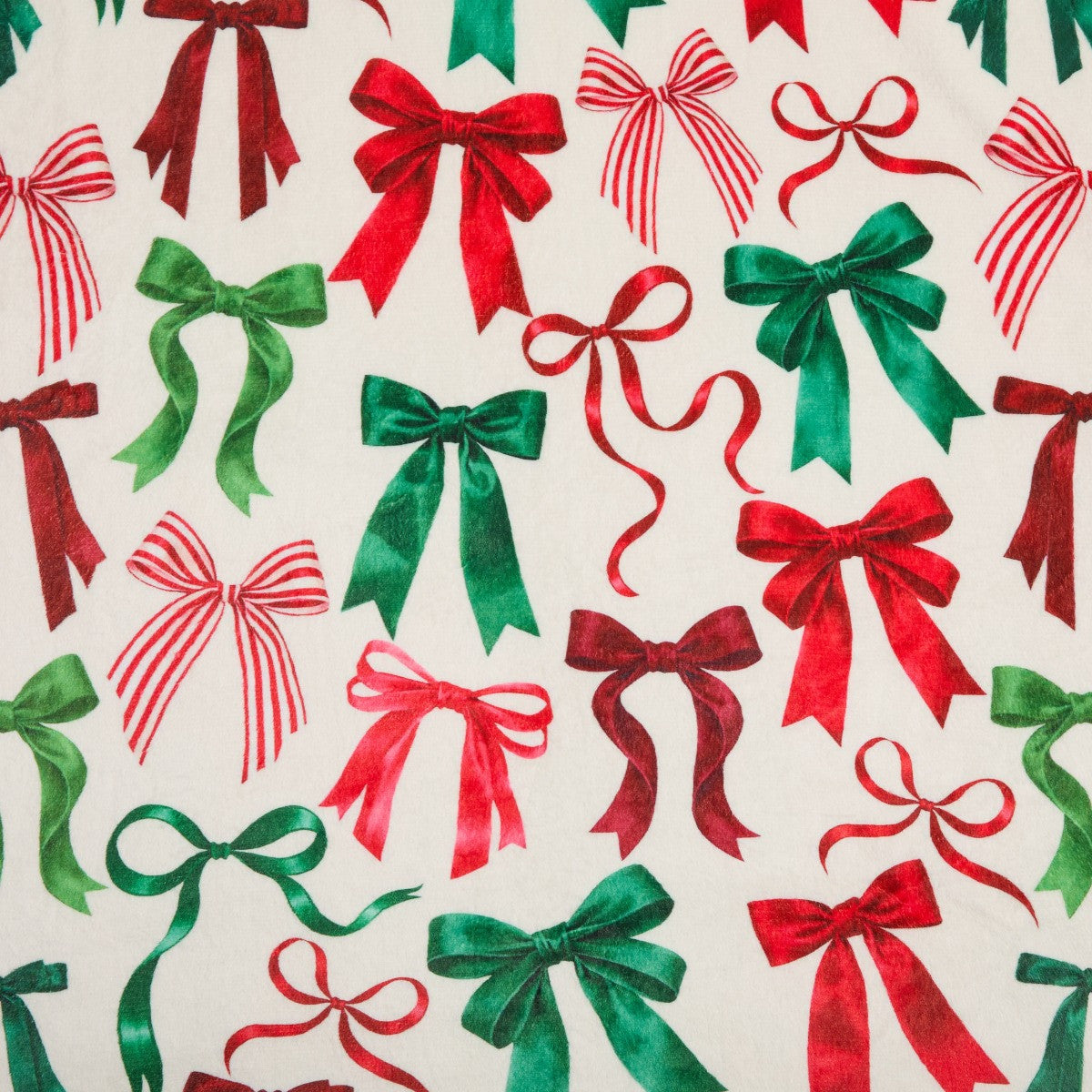 Christmas Bow Print Ultra Soft Throw – Red/Green