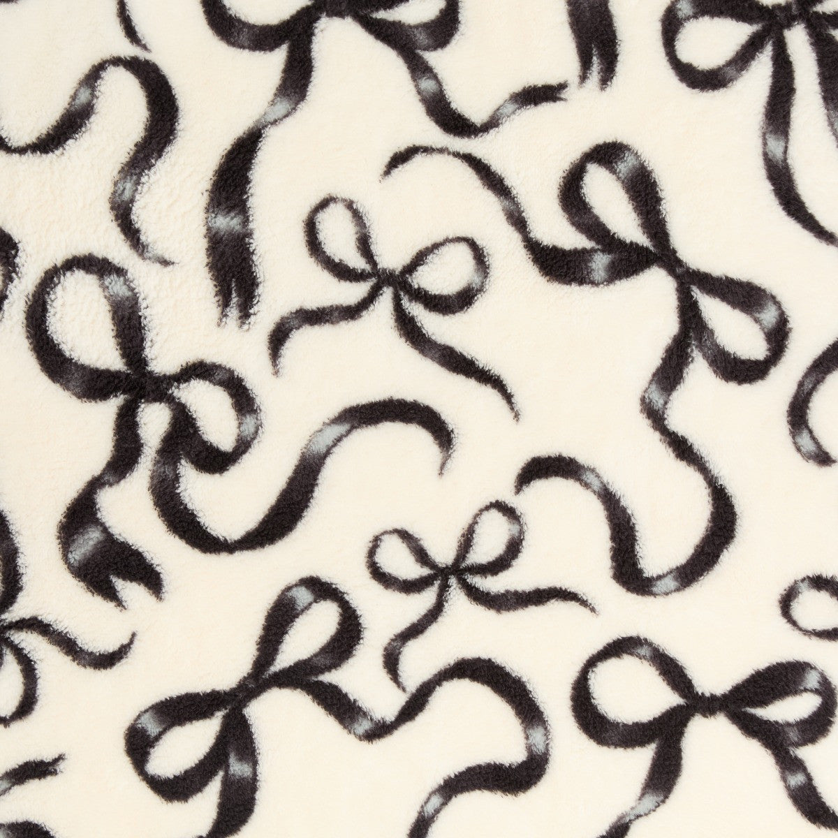 Ribbon Bow Print Teddy Fleece Throw – Monochrome