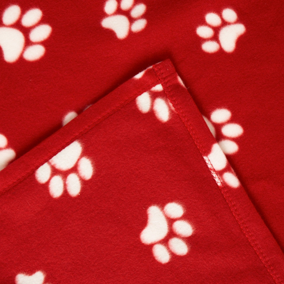 Pet Paw Print Fleece Throw – Red