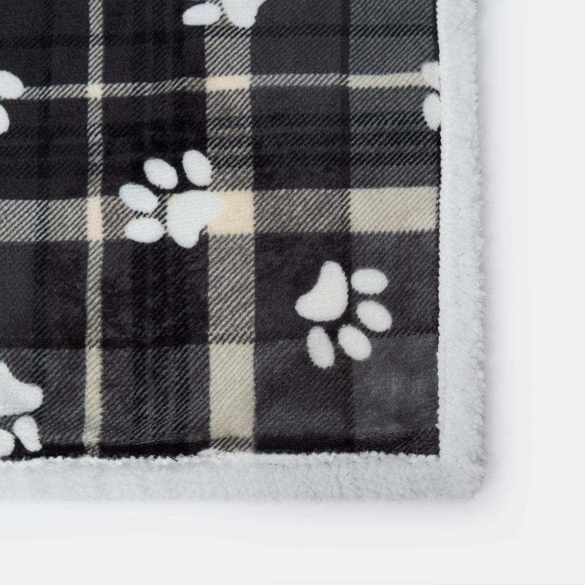 Pet Winsford Check Paw Flannel Fleece Throw – Grey
