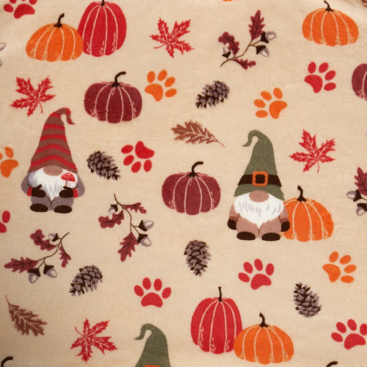 Autumn Paw Print Sherpa Reverse Throw – Natural