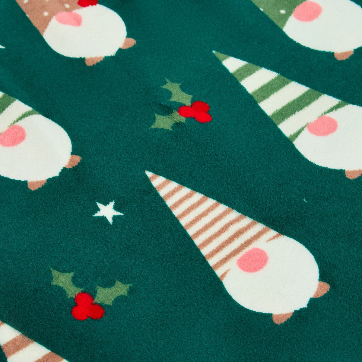 Gonk Print Christmas Throw – Green