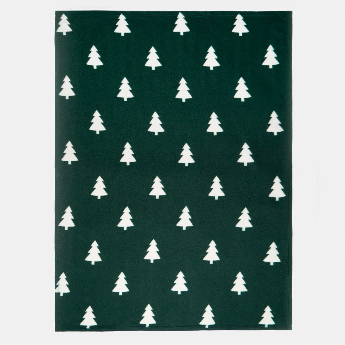 Christmas Tree Print Fleece Throw – Green