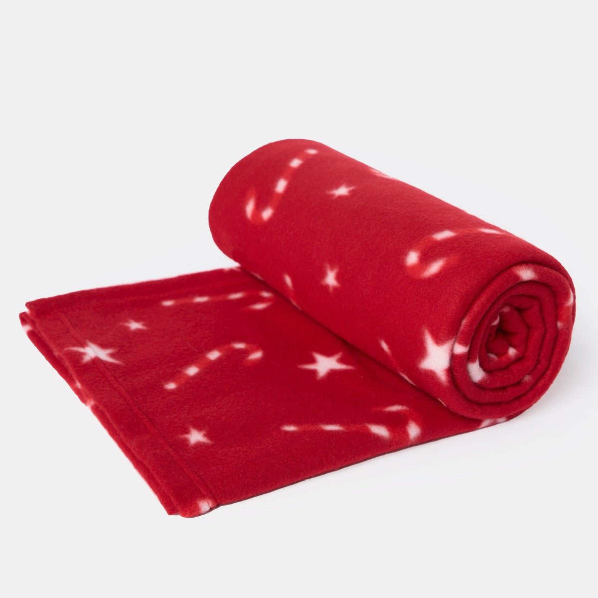 Candy Cane Print Fleece Throw – Red