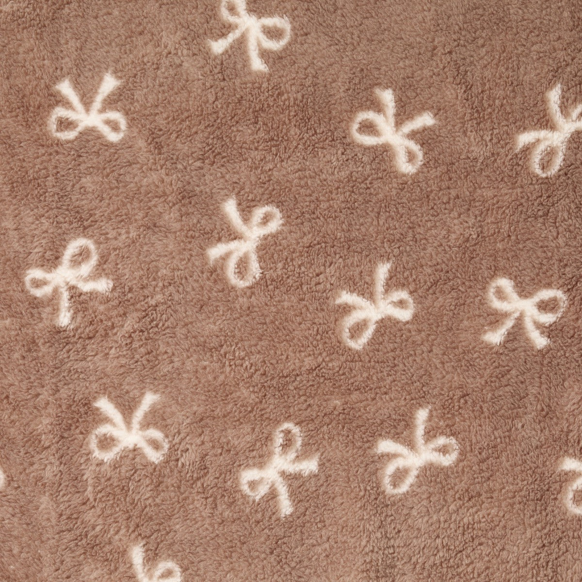Bow Print Teddy Fleece Throw – Brown