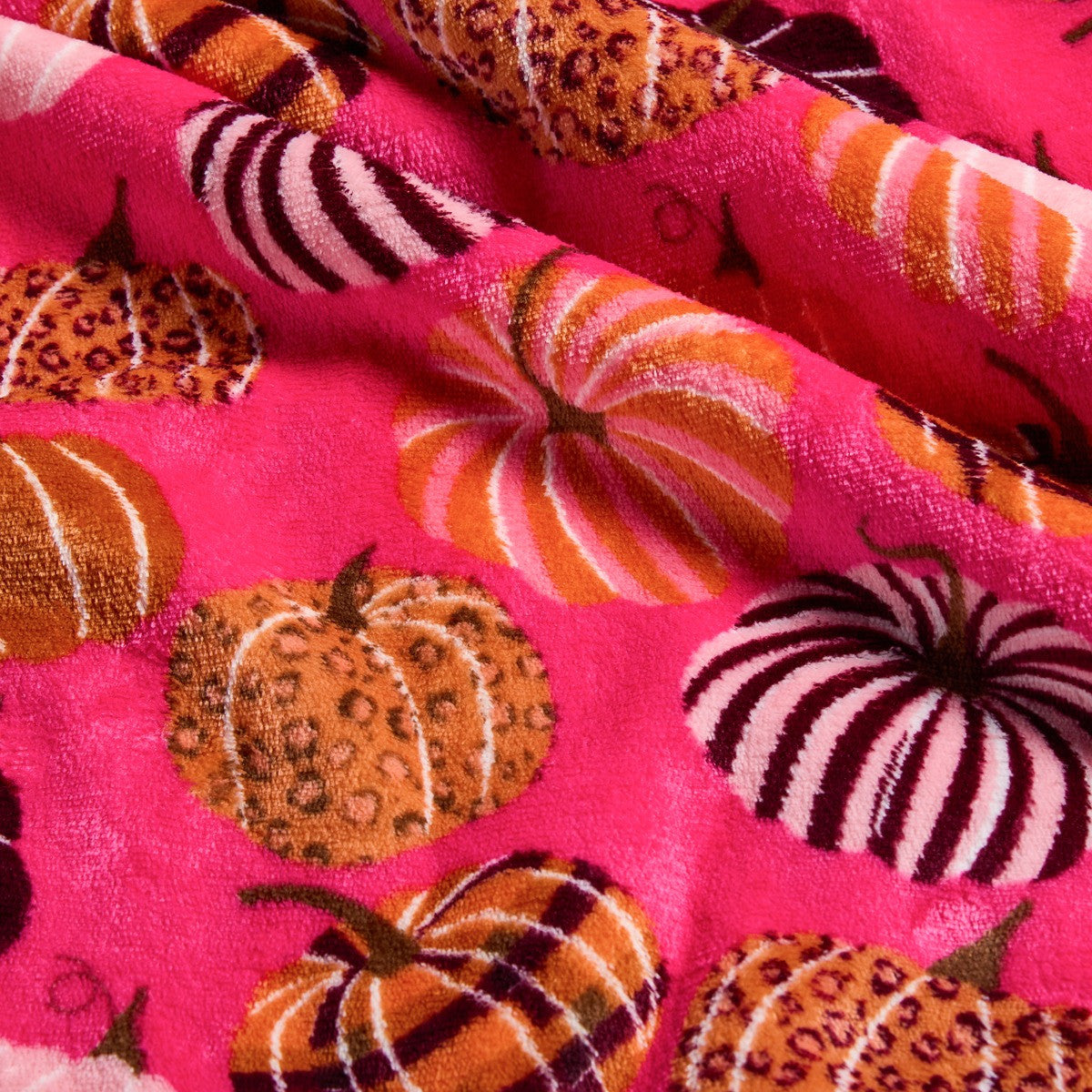 Pet Pumpkin Print Pet Sherpa Reverse Throw – Pink