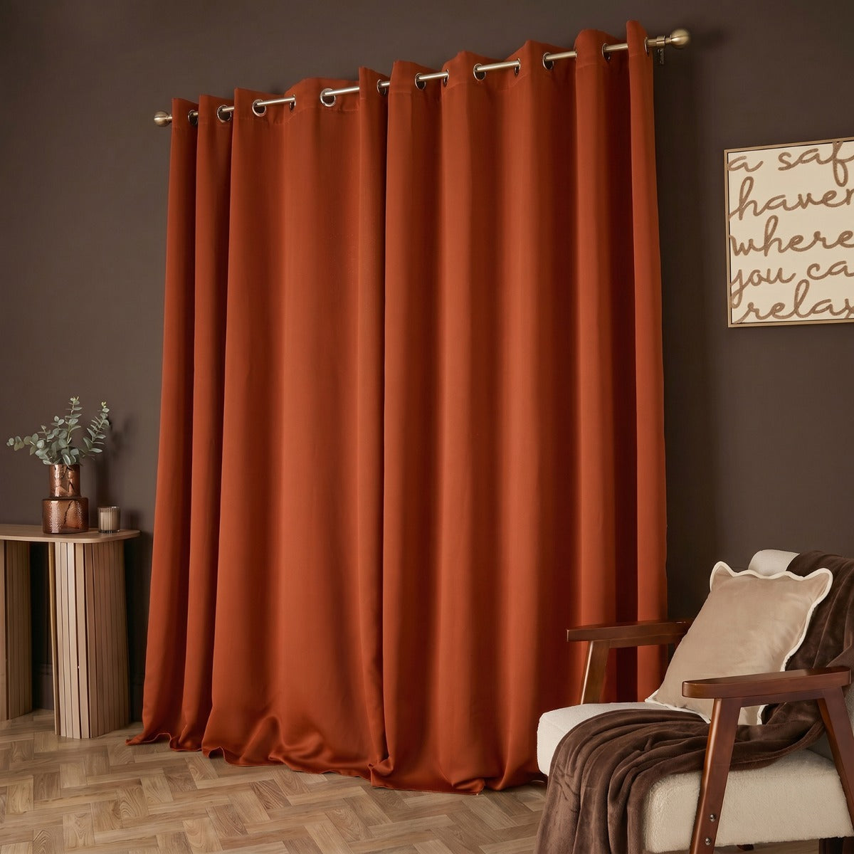 Eyelet Blackout Curtains – Rust