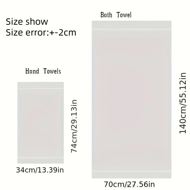 Bamboo towel sizes: hand towel 34 x 74cm and bath towel 70 x 140cm