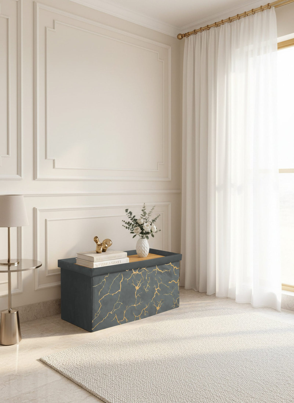 Luxury Marble Design Storage Box – Charcoal
