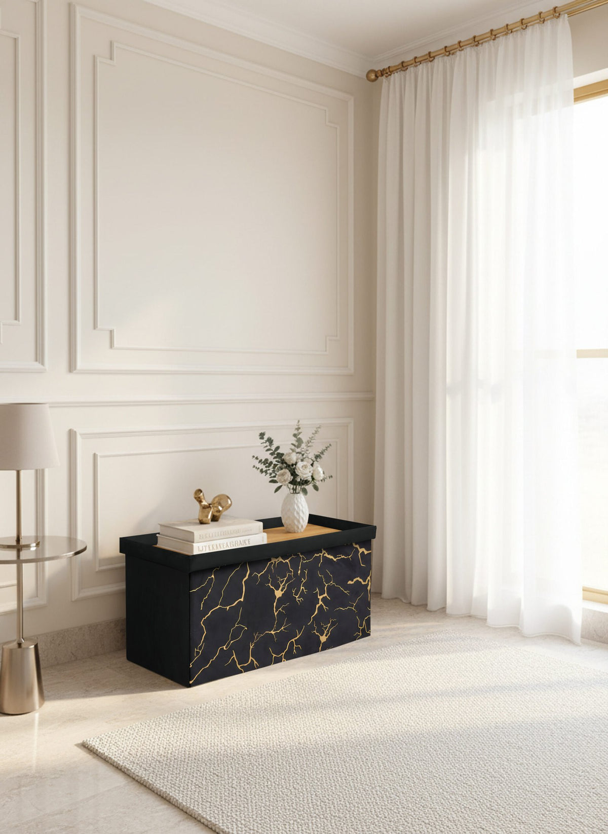 Luxury Marble Design Storage Box – Black