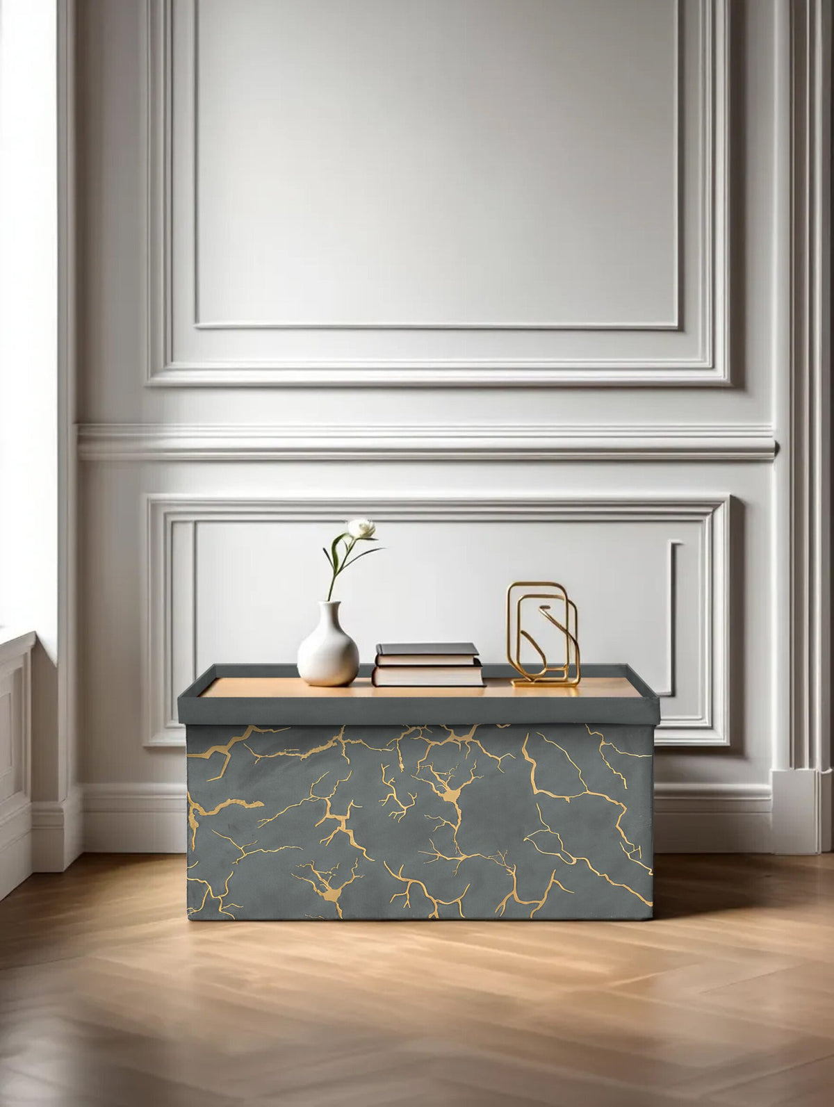 Luxury Marble Design Storage Box – Charcoal