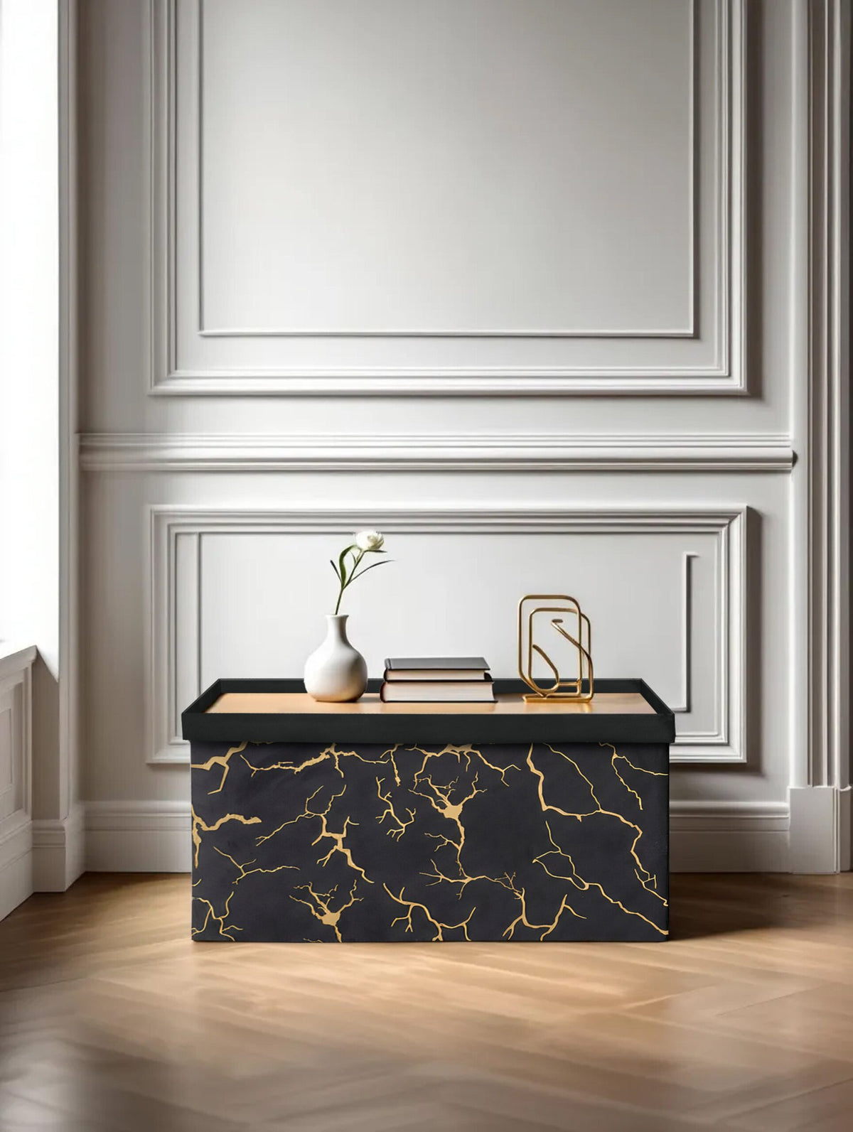 Luxury Marble Design Storage Box – Black