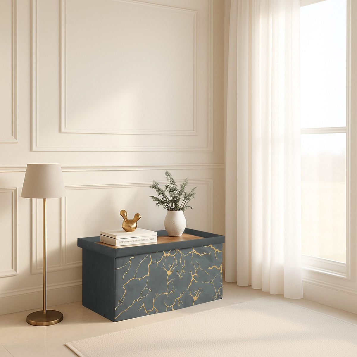 Luxury Marble Design Storage Box – Charcoal