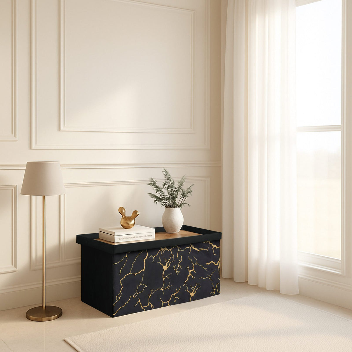 Luxury Marble Design Storage Box – Black
