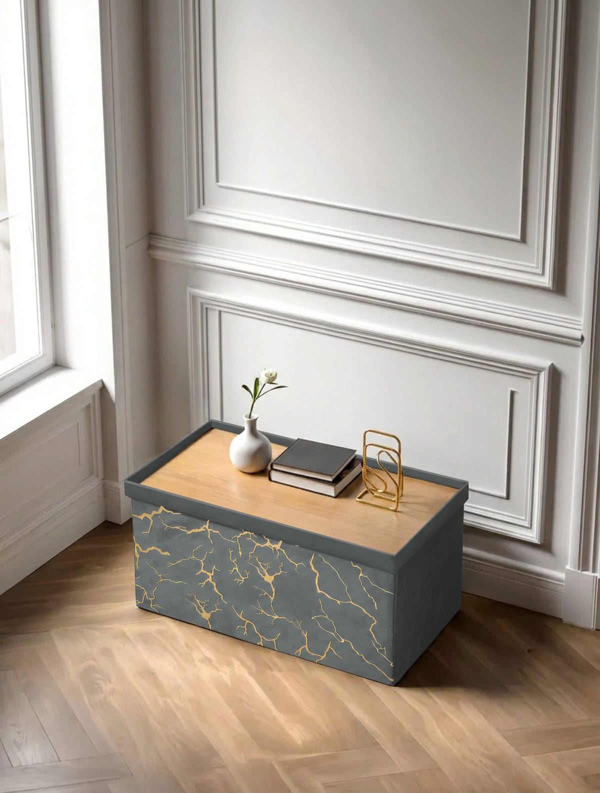 Luxury Marble Design Storage Box – Charcoal