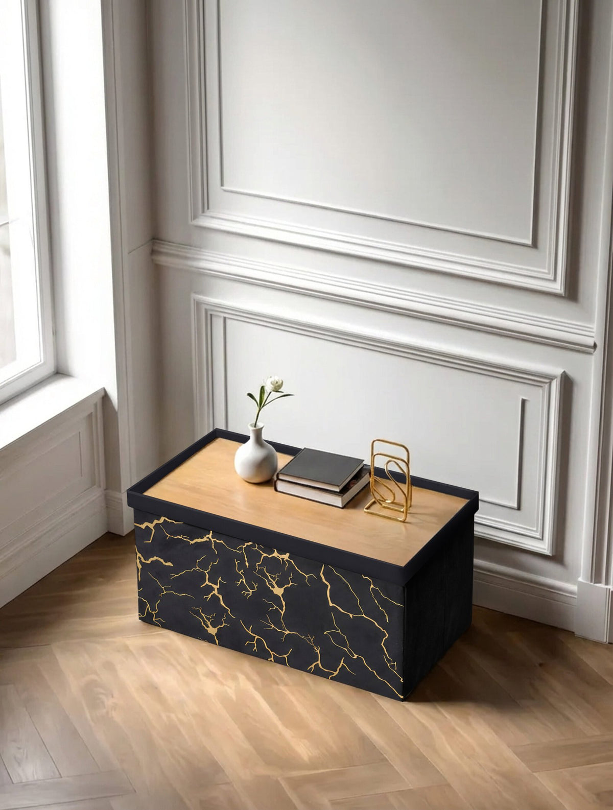 Luxury Marble Design Storage Box – Black
