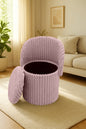 Modern Ribbed Velvet Harp Storage Stool – Pink