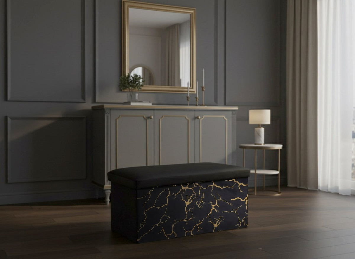 Luxury Marble Design Storage Box – Black