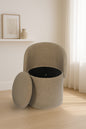 Modern Boucle Storage Stool – Dark Natural