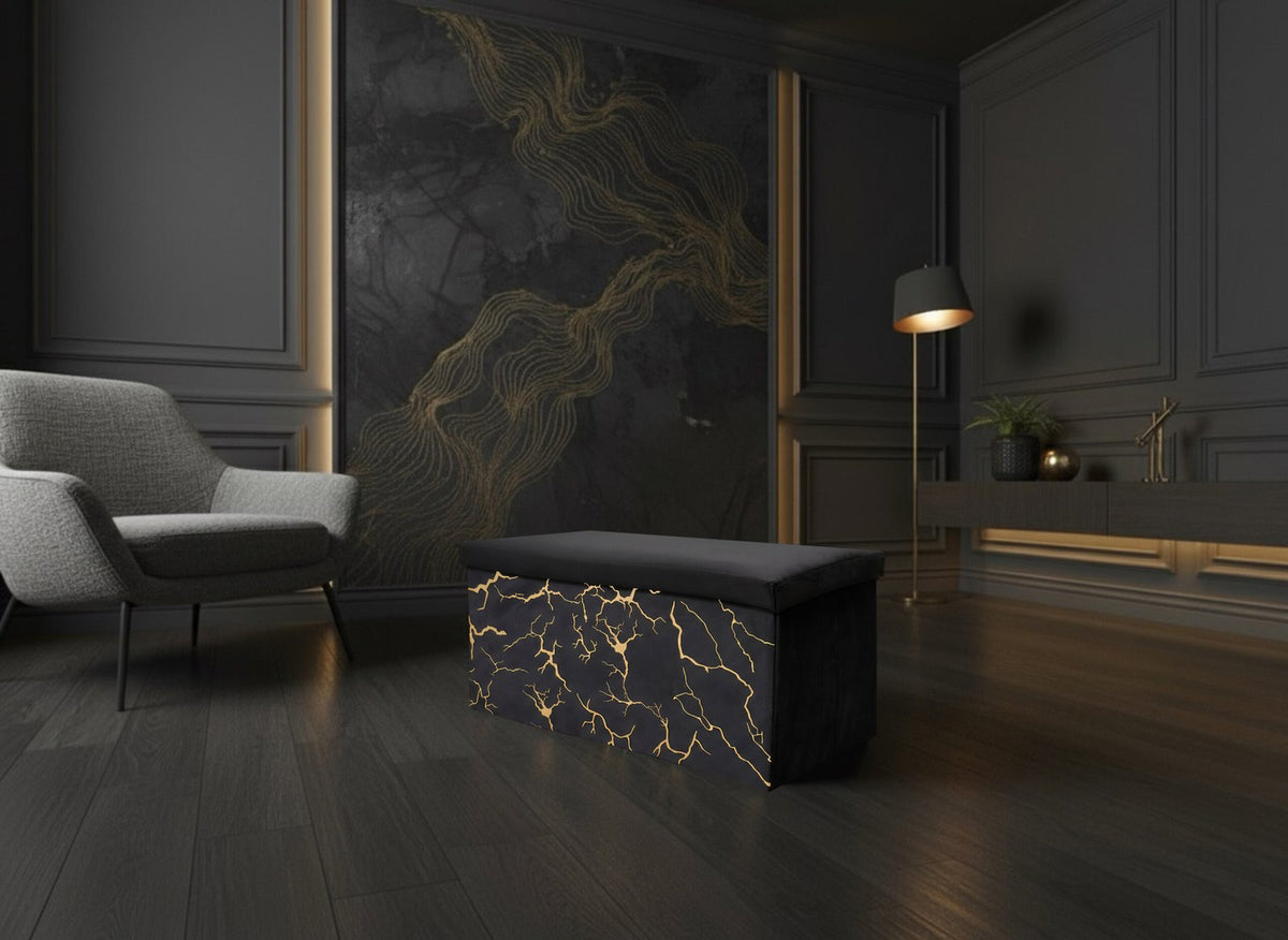 Luxury Marble Design Storage Box – Black