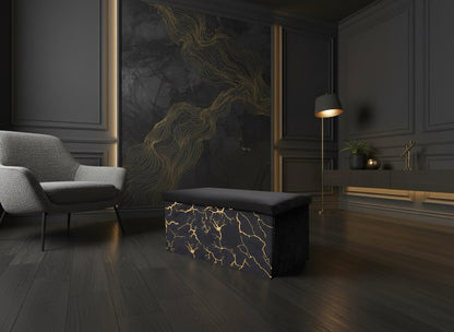 Luxury Marble Design Storage Box – Black