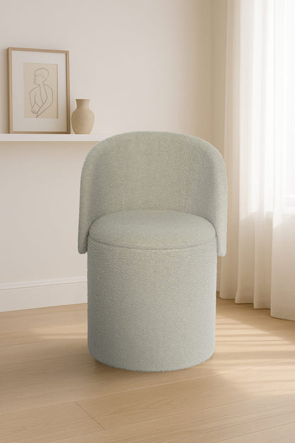 Modern Boucle Storage Stool – Off White