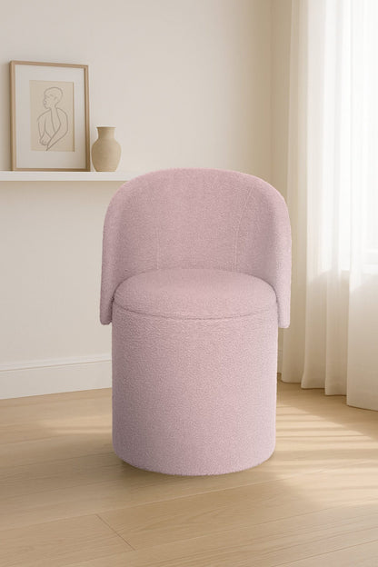 Modern Boucle Storage Stool – Pink