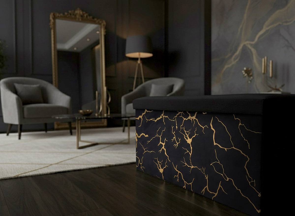 Luxury Marble Design Storage Box – Black