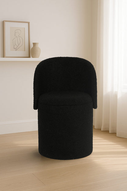 Modern Boucle Storage Stool – Black