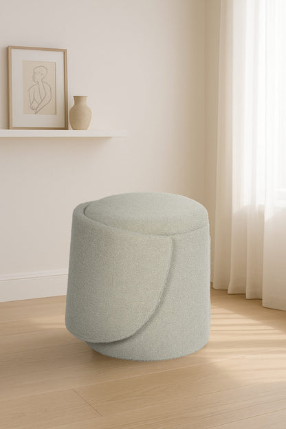Modern Boucle Storage Stool – Off White