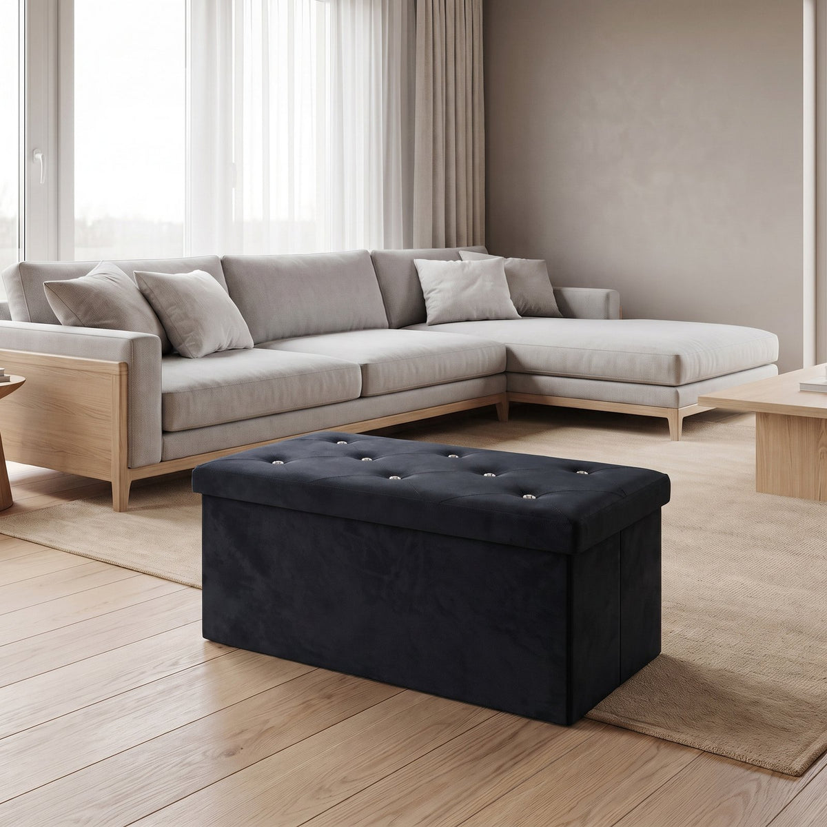 Premium Diamond Pattern Storage Box – Black