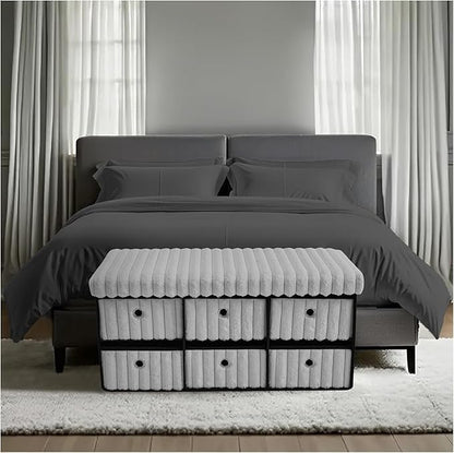 Large Ribbed Storage Boxes With Lid – Grey