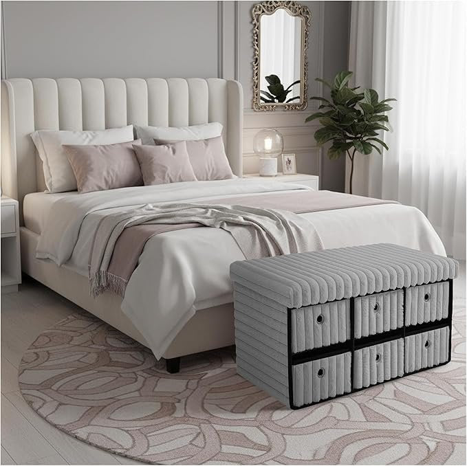 Large Ribbed Storage Boxes With Lid – Grey