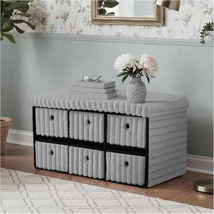Large Ribbed Storage Boxes With Lid – Grey