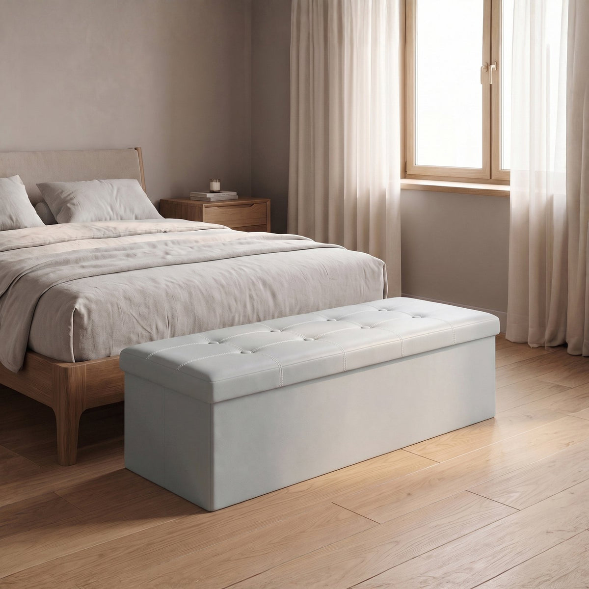 Elegant Leather Storage Box With Lid – Grey