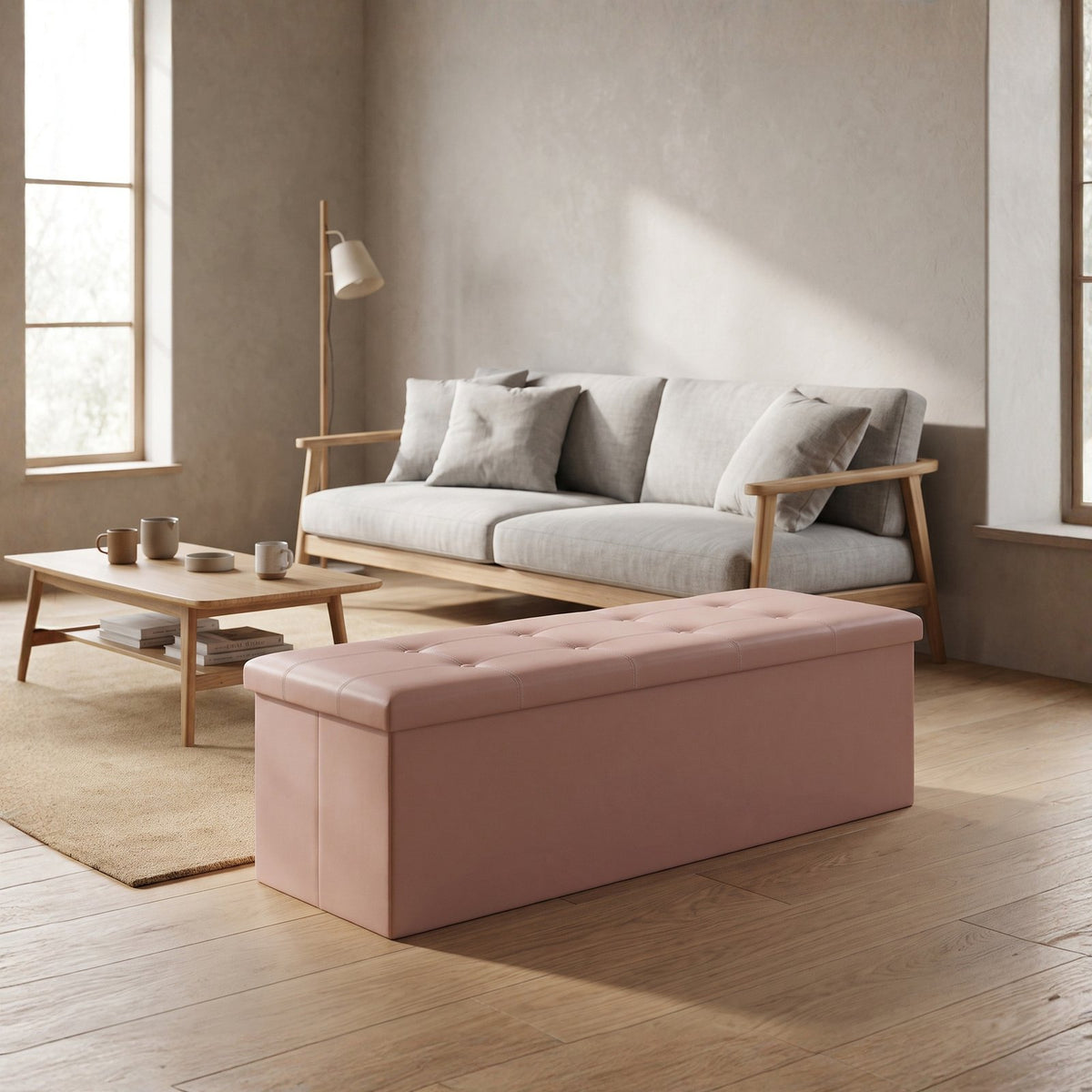 Elegant Leather Storage Box With Lid – Pink