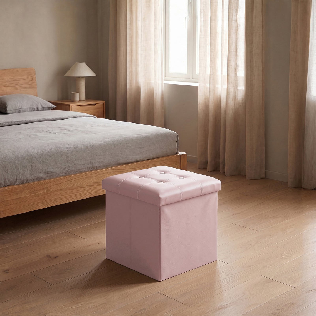 Elegant Leather Storage Box With Lid – Pink