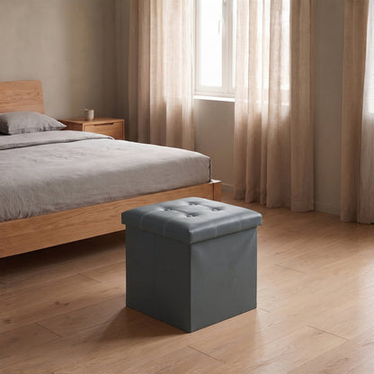 Elegant Leather Storage Box With Lid – Grey
