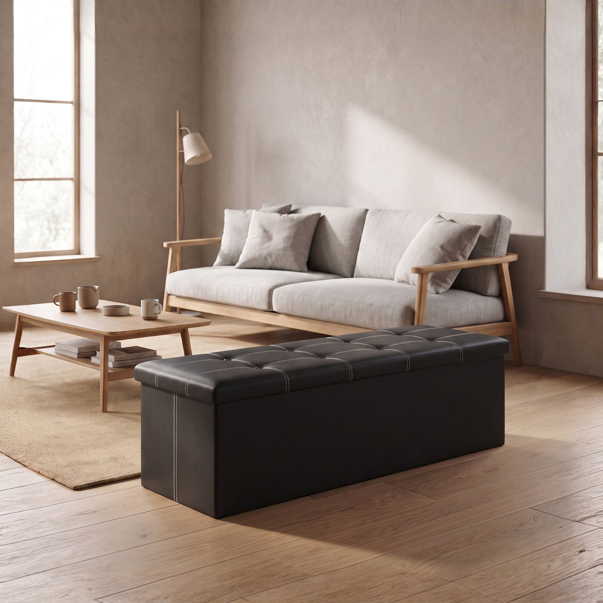 Elegant Leather Storage Box With Lid – Black