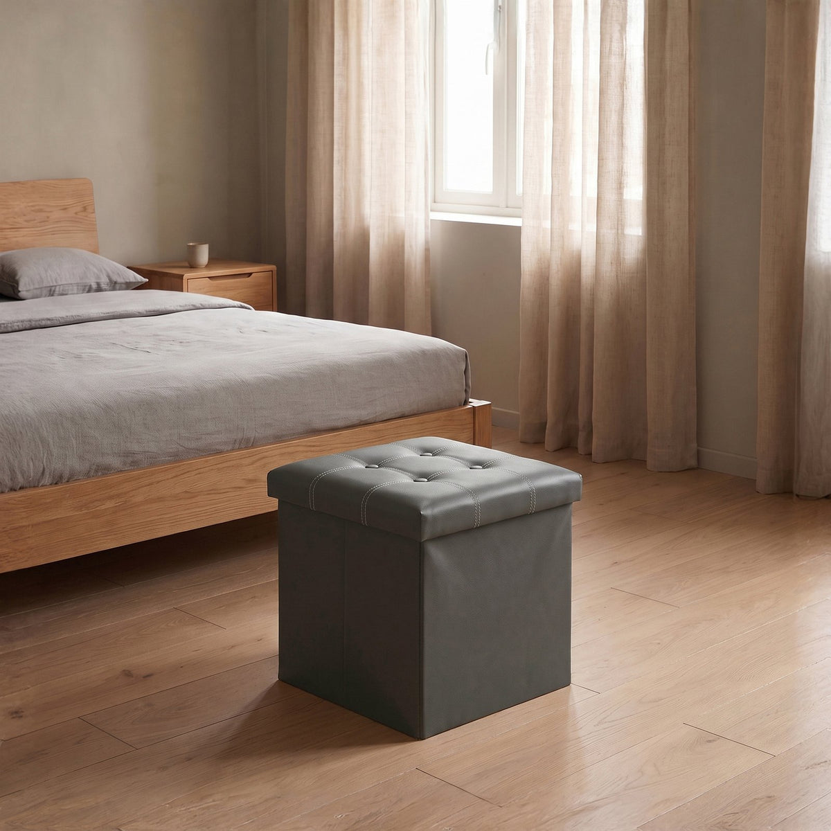 Elegant Leather Storage Box With Lid – Charcoal