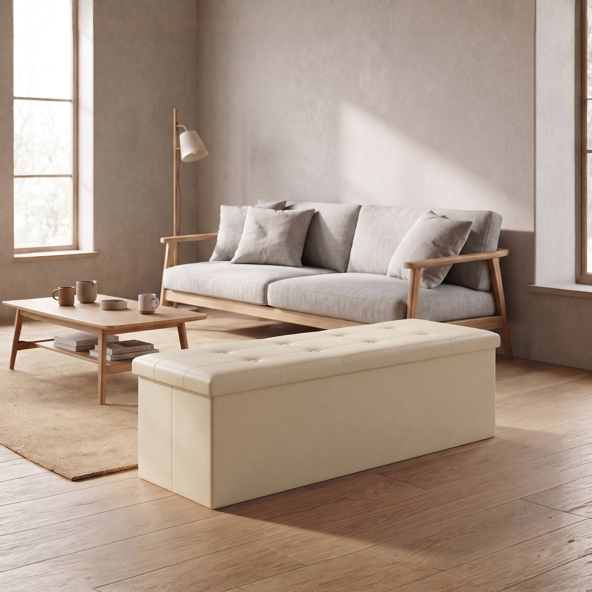 Elegant Leather Storage Box With Lid – Natural