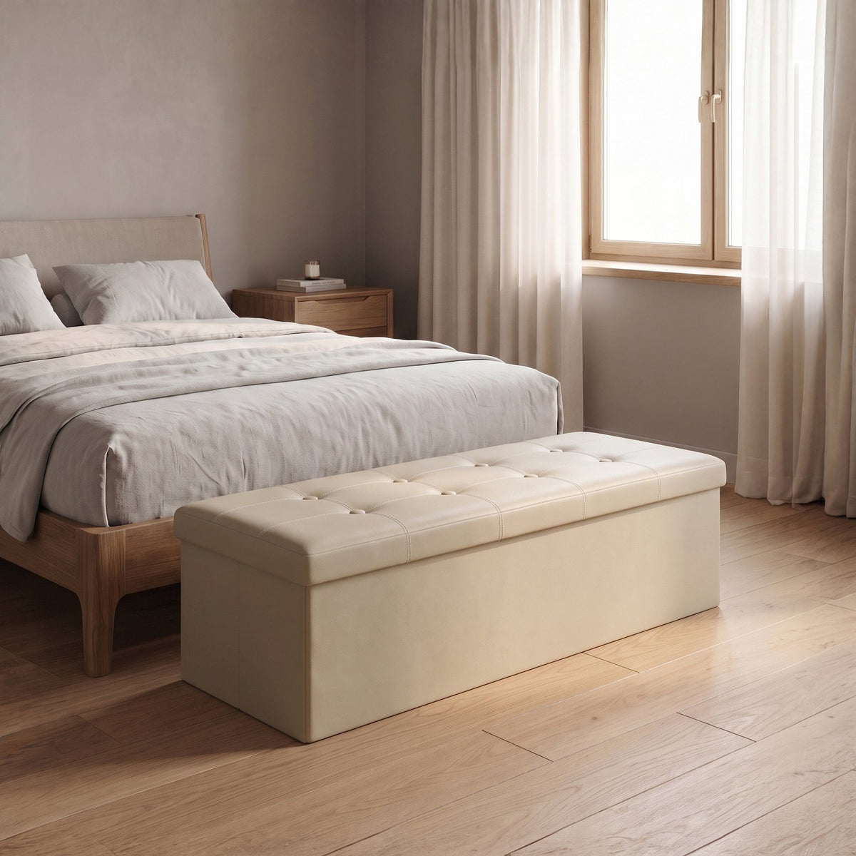 Elegant Leather Storage Box With Lid – Natural