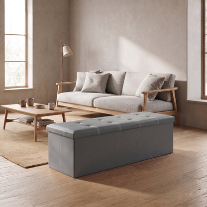 Elegant Leather Storage Box With Lid – Charcoal
