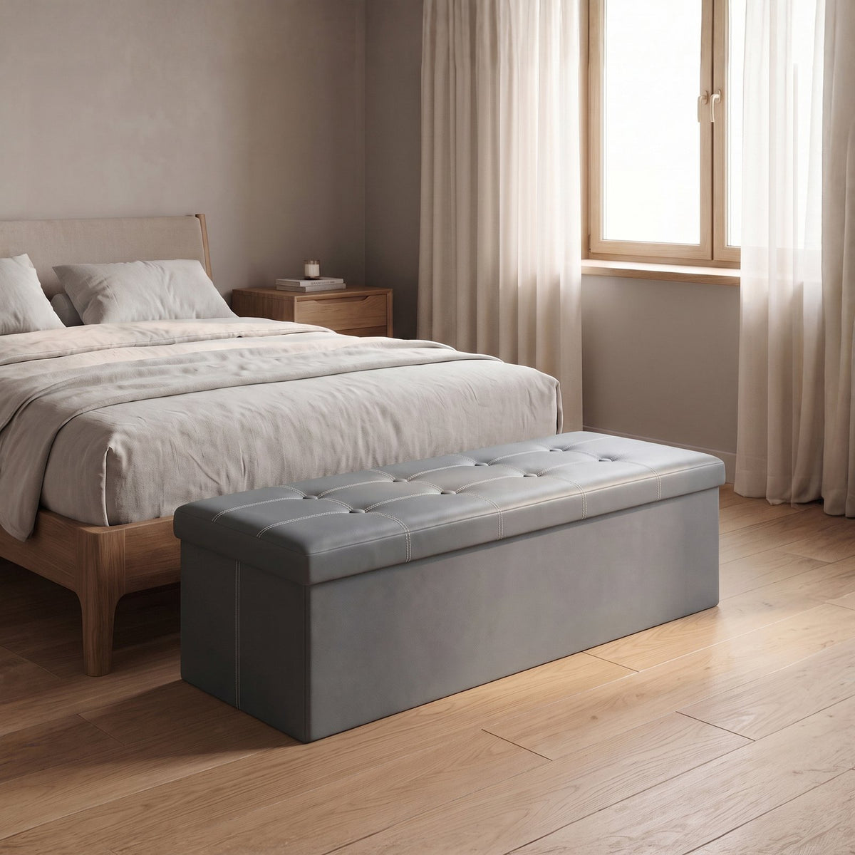 Elegant Leather Storage Box With Lid – Charcoal