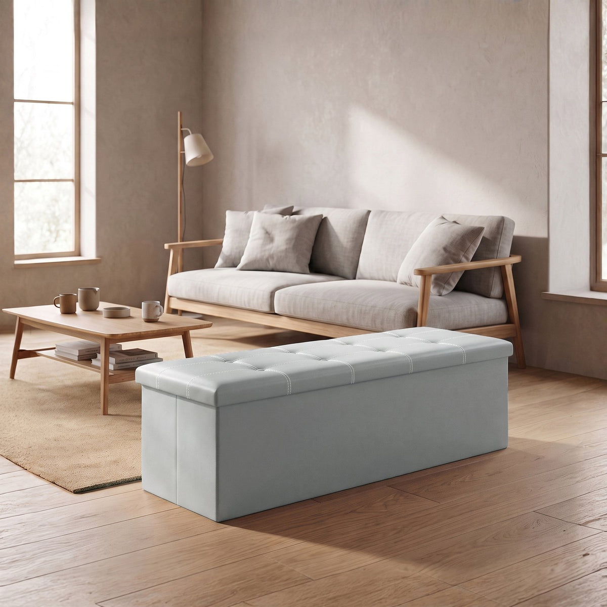 Elegant Leather Storage Box With Lid – Grey