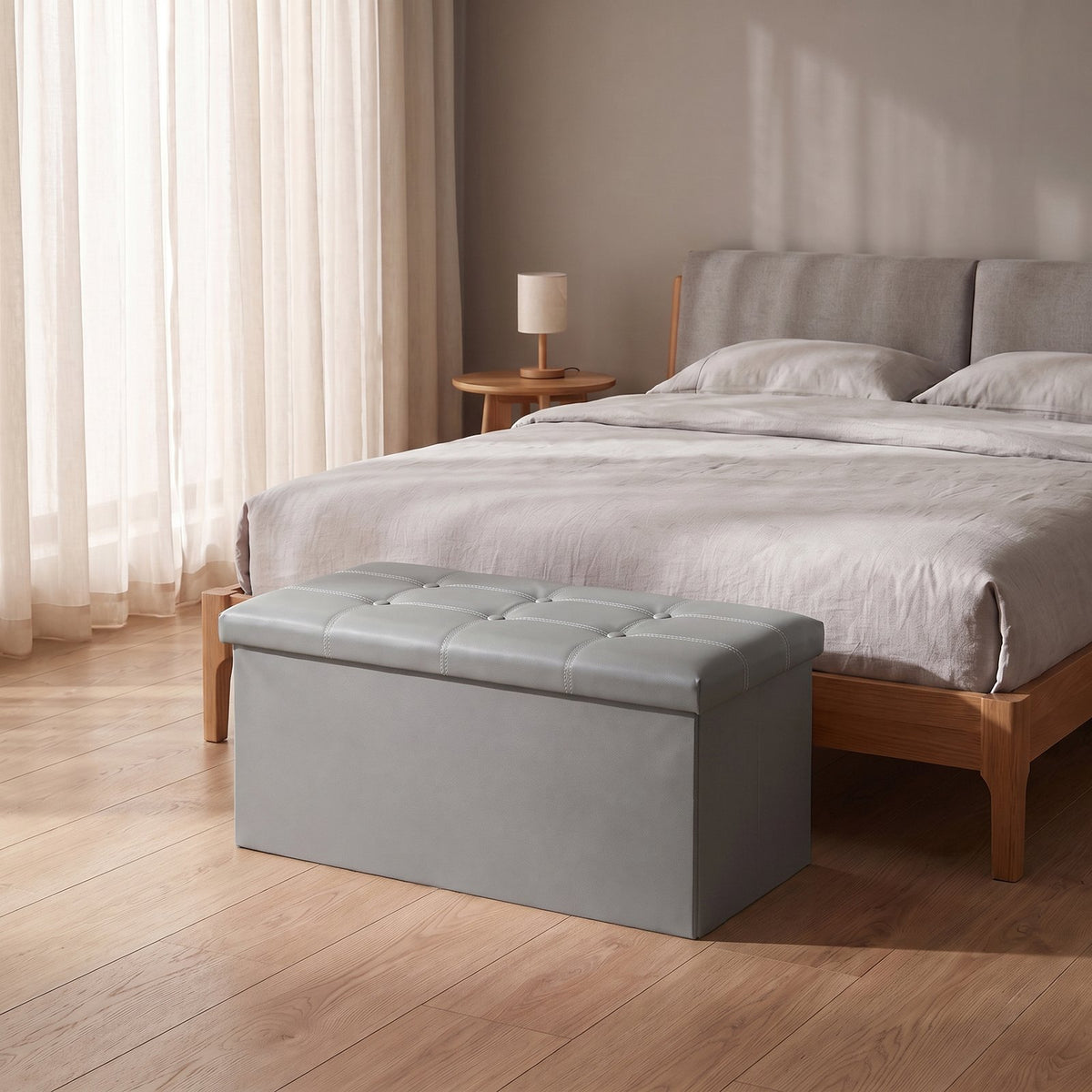 Elegant Leather Storage Box With Lid – Grey