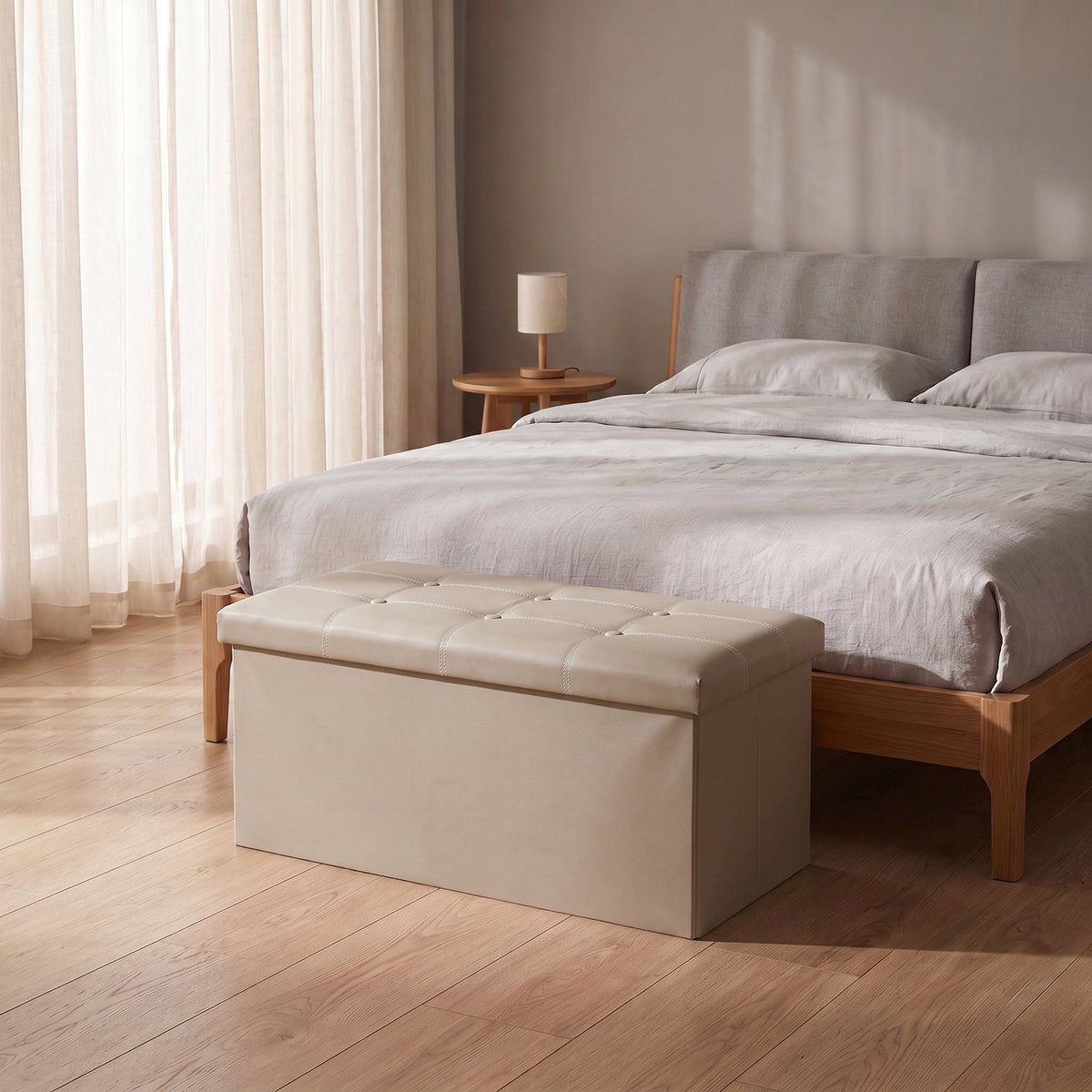 Elegant Leather Storage Box With Lid – Natural